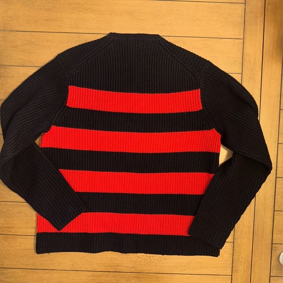 Polo Ralph Lauren Lambswool Ribbed Knit Crewneck Sweater Mens XL Red Navy Blue - Picture 9 of 10